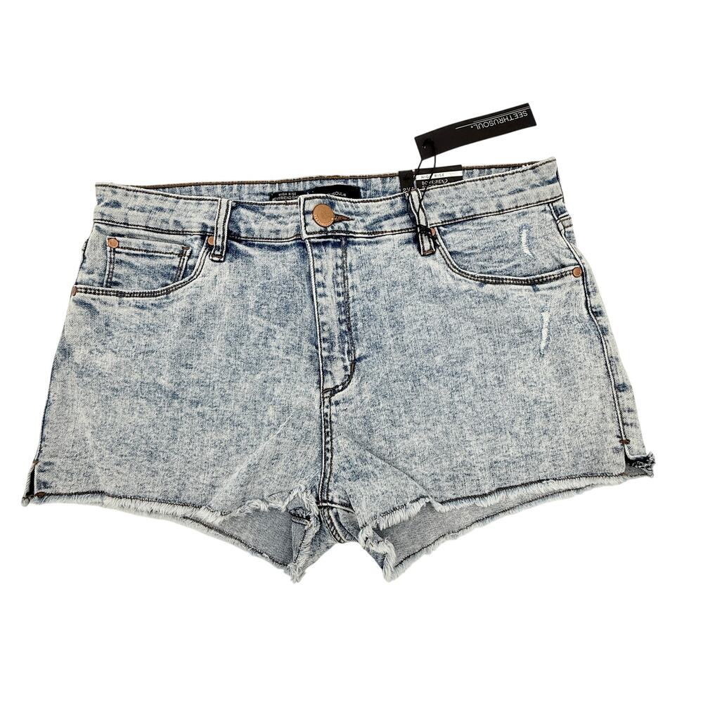 SeeThruSoul High Rise Boyfriend Shorts - Acid Wash